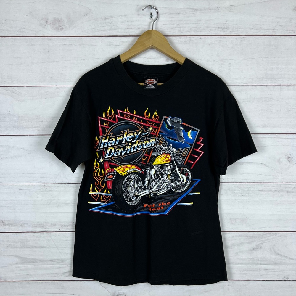 Vintage 1995 Harley Davidson Feel The Heat Columbus Indiana T-Shirt Medium